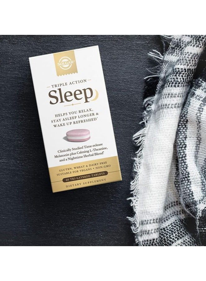 Solgar Triple Action Sleep, 60 Tri-Layer Tablets - Time-Release Melatonin And L-Theanine Plus Herbal Blend Helps You Relax, Fall Asleep Fast, Stay Asleep Longer - Non-GMO, Gluten Free - 60 Servings - Image 5