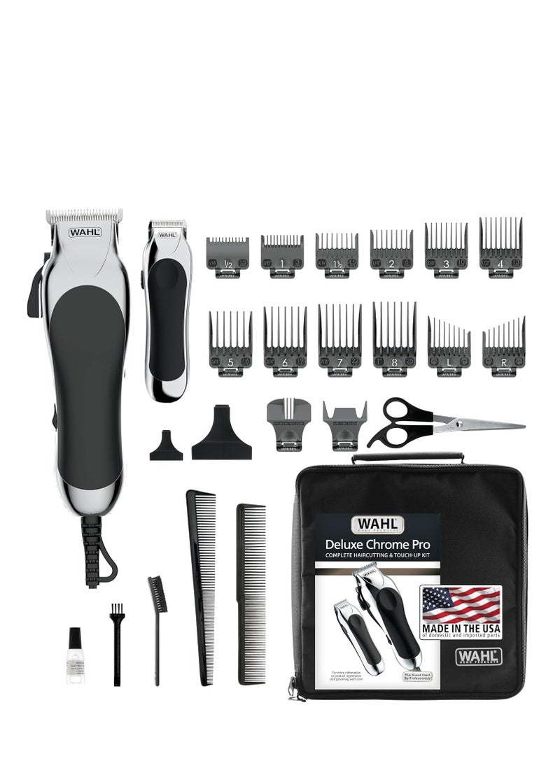 Clipper USA Deluxe Corded Chrome Pro, Complete Hair and Trimming Kit, Includes Corded Clipper, Cordless Battery Trimmer, and Styling Shears, for a Cut Every Time - Model 79524-5201M - pnsku/N70130381V/45/_/1732088781/73e2973d-9d9e-46b3-8362-86e6ef730b28