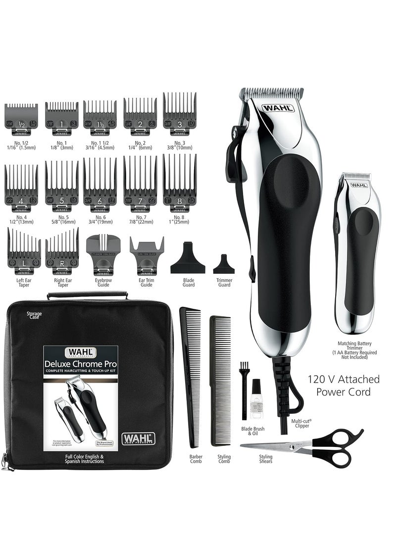 Clipper USA Deluxe Corded Chrome Pro, Complete Hair and Trimming Kit, Includes Corded Clipper, Cordless Battery Trimmer, and Styling Shears, for a Cut Every Time - Model 79524-5201M - pnsku/N70130381V/45/_/1732088783/9a795163-23d2-4983-9507-b9742cbbe3e8