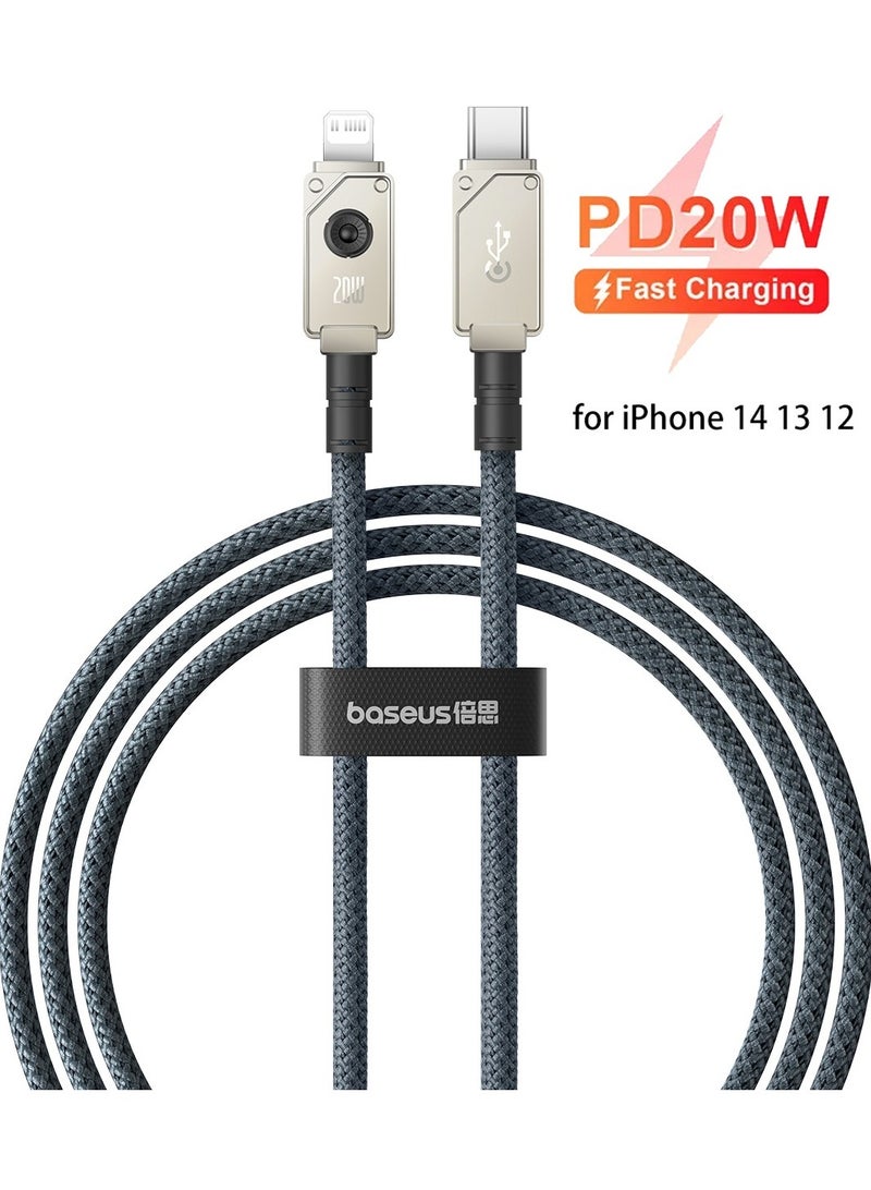 Baseus - PD 20W USB C to Lightning Cable, Unbreakable Series Aramid Fiber Braided Fast Charging & High-Speed 480Mbps Data Transfer Cable for iPhone 14 Pro Max, iPhone 13-6 Series, iPad, Air Pods, Durable, Tangle-Free, Fast Charging & Safe Performance White / Grey - Image 1