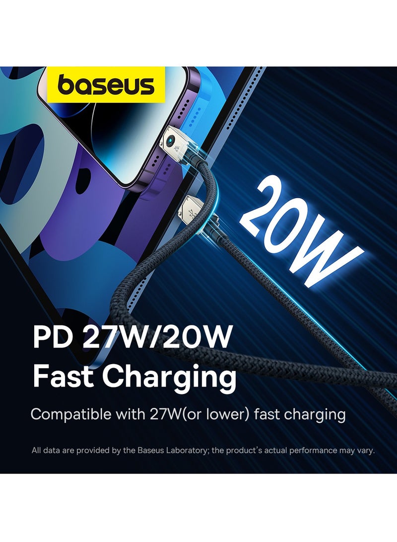 Baseus - PD 20W USB C to Lightning Cable, Unbreakable Series Aramid Fiber Braided Fast Charging & High-Speed 480Mbps Data Transfer Cable for iPhone 14 Pro Max, iPhone 13-6 Series, iPad, Air Pods, Durable, Tangle-Free, Fast Charging & Safe Performance White / Grey - Image 1