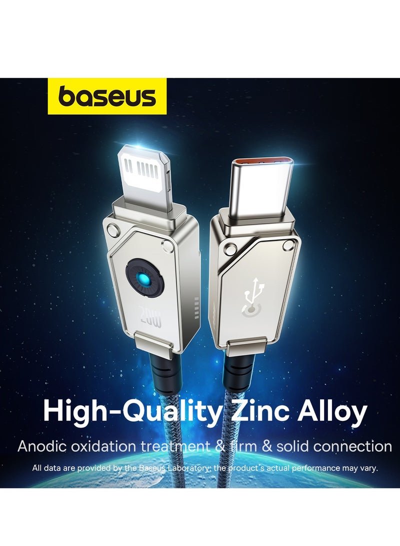Baseus - PD 20W USB C to Lightning Cable, Unbreakable Series Aramid Fiber Braided Fast Charging & High-Speed 480Mbps Data Transfer Cable for iPhone 14 Pro Max, iPhone 13-6 Series, iPad, Air Pods, Durable, Tangle-Free, Fast Charging & Safe Performance White / Grey - Image 1