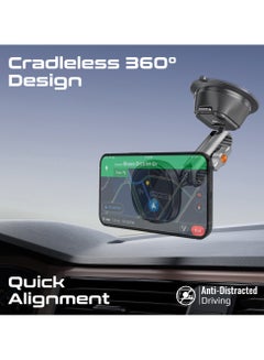 PROMATE Wireless Car Charger 15W MagSafe, Qi2 Certified With Adjustable Arm Mount And 1m Cable Length, Cradleless 360° Rotatable Black  - Image 3