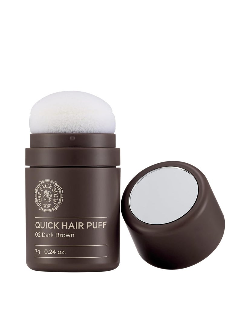 THE FACE SHOP - Quick Hair Puff - Dark Brown - Root Touch Up Hair Color, Hairline Powder Conceals Hair Loss, Hair Toppers for Women & Men - Hair Fibers for Thinning Hair, Root Cover Up, Gray Concealer Dark Brown 7 ggrams - Image 1