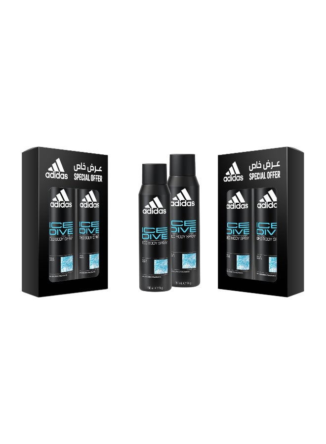اديداس - Pack Of 2 Ice Dive Deodorant Body Spray 150 + 150ml - Image 1