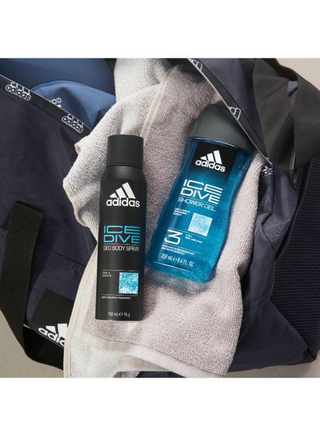 اديداس - Pack Of 2 Ice Dive Deodorant Body Spray 150 + 150ml - Image 1