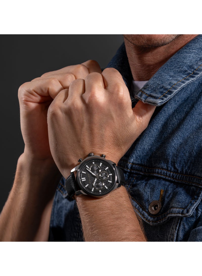 بوليس Men's Rangy Watch With Black Leather Strap 44 Mm 5 Atm  - Image 5