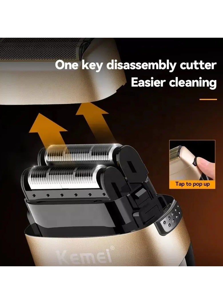 كيمي KM-3209 Shaving Machine Foil Trimmer Razor High Quality Three Blade Heads Electric Shaver - Image 3