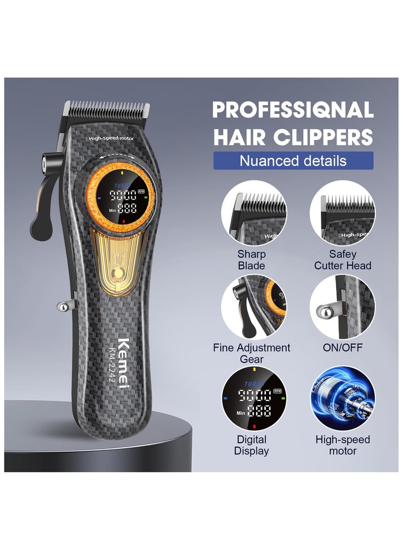 Kemei - Professional Hair Clipper for Men, Barber Hair Trimmer, Rechargeable Cordless Hair Clipper, Hair Cutting Tools, LED Display - Image 1