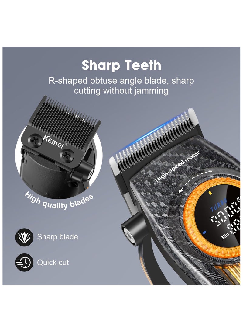 Kemei - Professional Hair Clipper for Men, Barber Hair Trimmer, Rechargeable Cordless Hair Clipper, Hair Cutting Tools, LED Display - Image 1