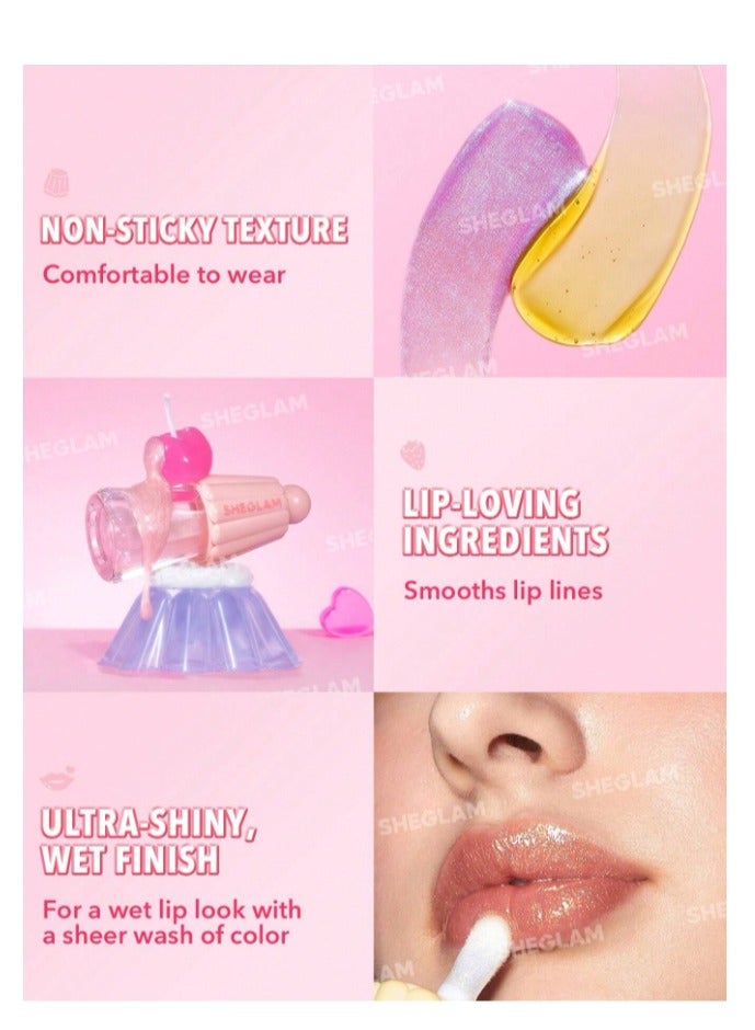 شيجلام Jelly Wow Hydrating Lip Oil- Pinkies Up  - Image 5