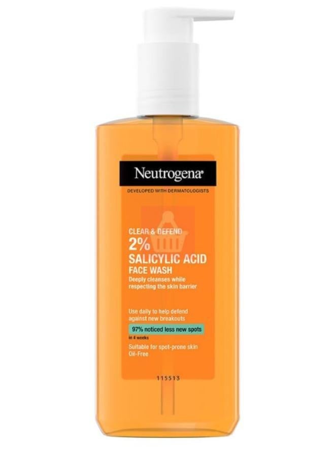 Neutrogena - 2% Salicylic Acid Clear & Defend Facial Wash - 200ml - Image 1