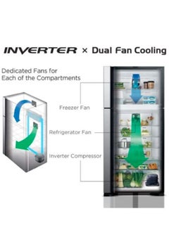 HITACHI 820L Top Mount Double Door Premium Refrigerator | 10 Year Warranty on Inverter Compressor | 2 Door Fridge | Dual Fan Cooling | LED Control Panel | Twist Ice Tray | 146 W RV820PUK1KBSL Silver  - Image 4