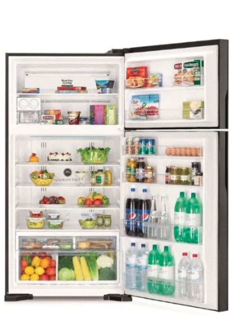 HITACHI 820L Top Mount Double Door Premium Refrigerator | 10 Year Warranty on Inverter Compressor | 2 Door Fridge | Dual Fan Cooling | LED Control Panel | Twist Ice Tray | 146 W RV820PUK1KBSL Silver - Image 3