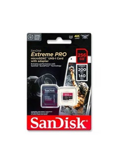 Extreme Pro Microsdxc Memory Card + Sd Adapter With A2 App Performance SDSQXCZ-256G-GN6MA 256 GB