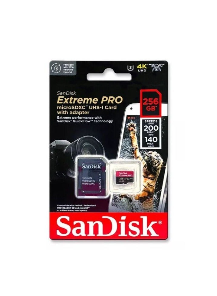 سانديسك Extreme Pro Microsdxc Memory Card + Sd Adapter With A2 App Performance SDSQXCZ-256G-GN6MA 256 GB  - Image 1