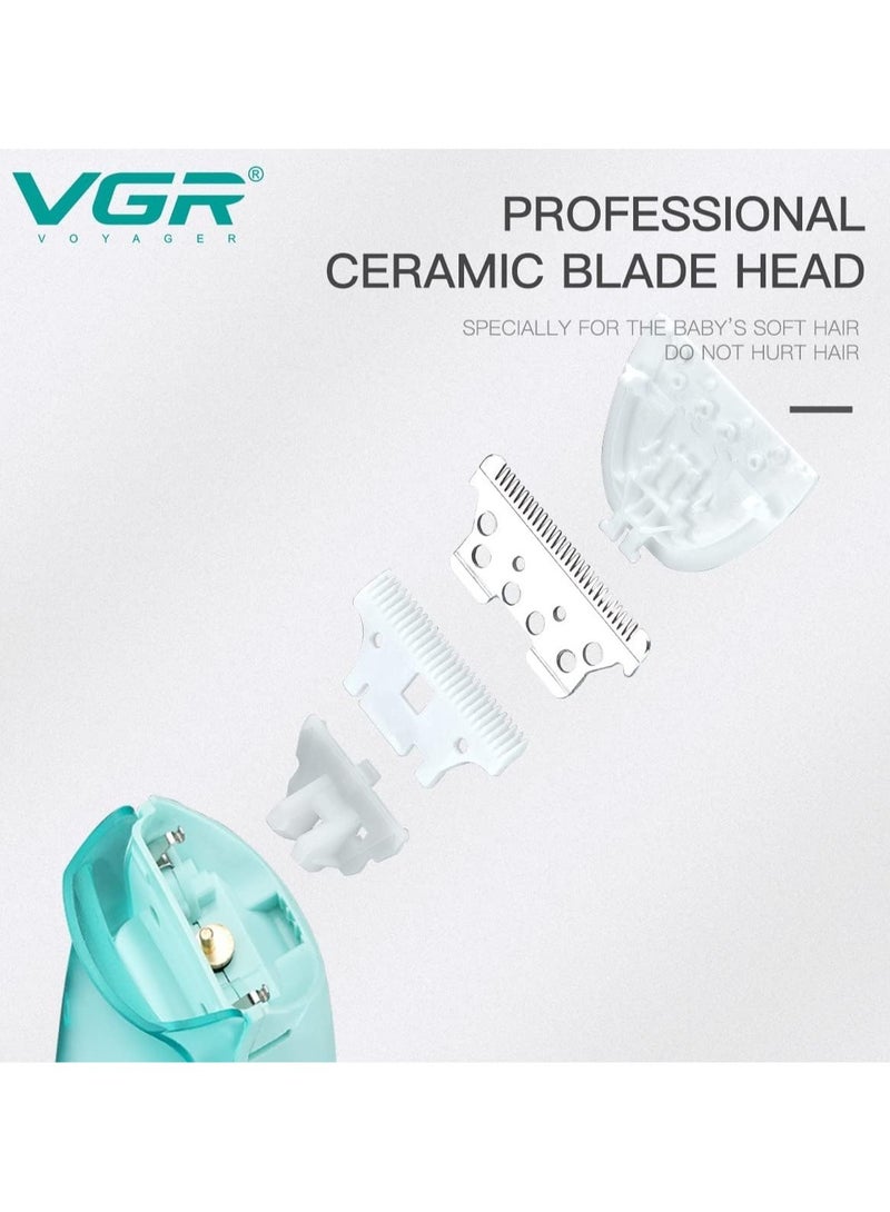 في جي آر V-151 Kids Hair Clipper With Ceramic Blades Ultra Low Noise Run Time: 120 Minutes (Aqua Green) - Image 5
