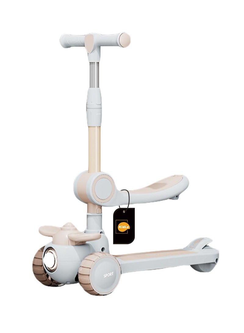 كيدل Kids Kick Scooter 3-in-1 Scooter for Kids Boys and Girls, with Flashing Wheels, Adjustable Seat and Handle - Image 1