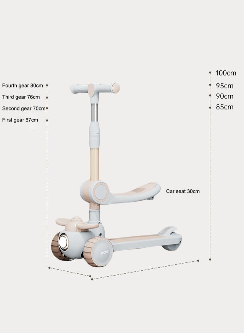 كيدل Kids Kick Scooter 3-in-1 Scooter for Kids Boys and Girls, with Flashing Wheels, Adjustable Seat and Handle - Image 3