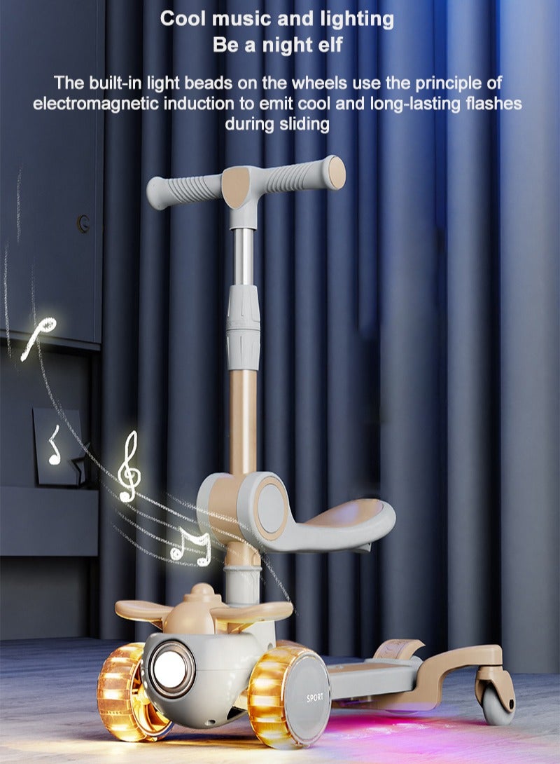 كيدل Kids Kick Scooter 3-in-1 Scooter for Kids Boys and Girls, with Flashing Wheels, Adjustable Seat and Handle - Image 4