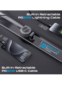 PROMATE 4-in-1 Car Charger with Built-In PD30W USB-C and PD20W Lightning Retractable Cables, 20W USB-C and 18W USB-A Ports, 180° Rotatable Body, Charge Protection, Heat-Resistant Material for Safety, DriveGear-R2 Black  - Image 4