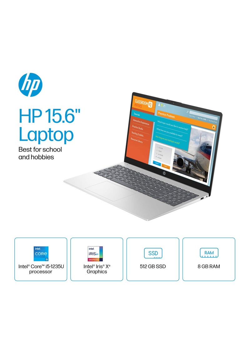 HP - 15-FD0005DX (Upgraded Version) Laptop With 15.6-Inch Touchscreen Display, Core i5-1235U Processor/8GB RAM/512GB SSD/Intel Iris XE Graphics/Windows 11 Home S English Silver - Image 1