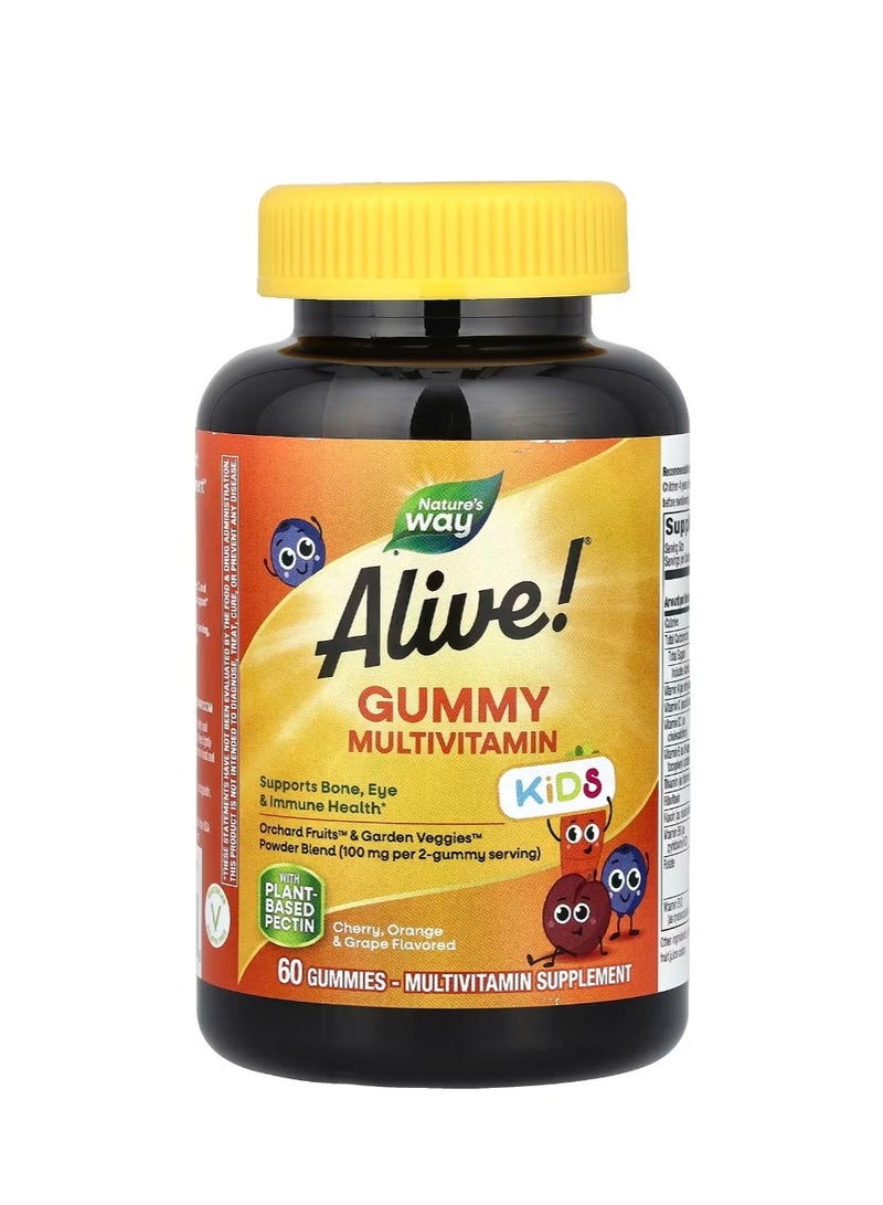 Nature's Way Alive Kids Multivitamin Gummies Cherry Orange And Grape Flavored, 60 Gummies - Image 1