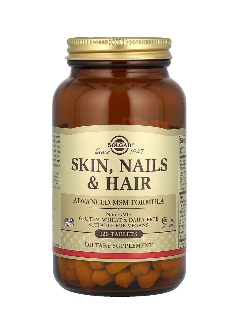 Solgar - Skin Nails And Hair Advanced Msm Formula 120 Tablets - Image 1