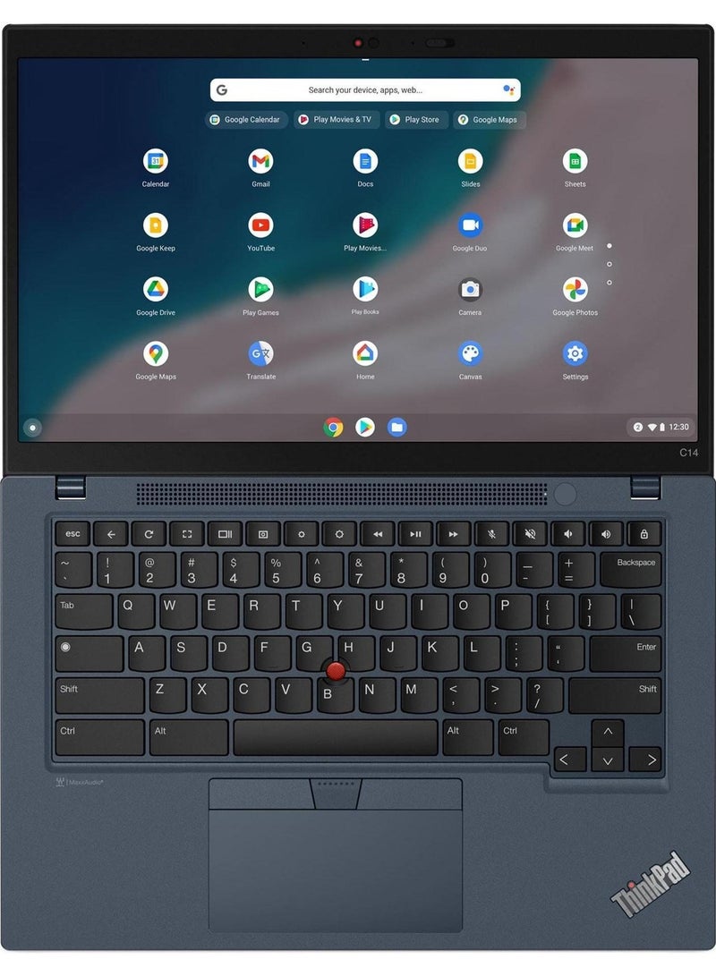 لينوفو - ThinkPad C14 Chromebook Laptop With 14 Inch FHD IPS Touchscreen Display, Core i5-1245U Processor/8GB RAM/256GB SSD/Integrated Intel Iris Xe Graphics/Chrome OS English Abyss Blue - Image 1