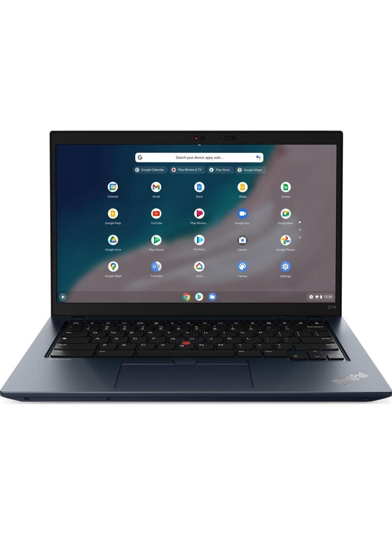 لينوفو - ThinkPad C14 Chromebook Laptop With 14 Inch FHD IPS Touchscreen Display, Core i5-1245U Processor/8GB RAM/256GB SSD/Integrated Intel Iris Xe Graphics/Chrome OS English Abyss Blue - Image 1