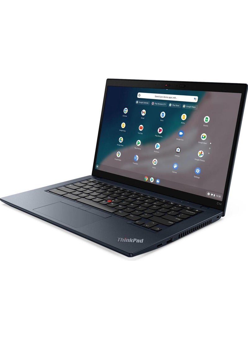 لينوفو - ThinkPad C14 Chromebook Laptop With 14 Inch FHD IPS Touchscreen Display, Core i5-1245U Processor/8GB RAM/256GB SSD/Integrated Intel Iris Xe Graphics/Chrome OS English Abyss Blue - Image 1