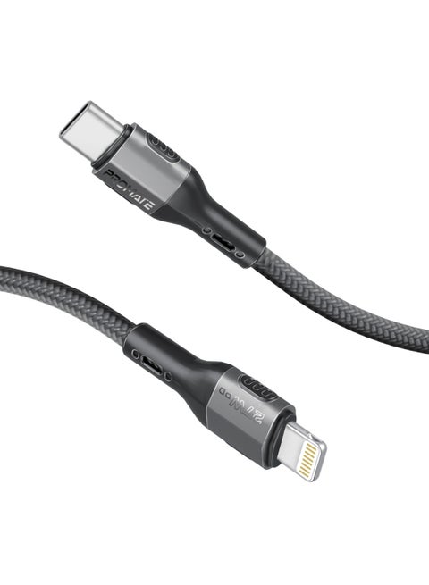 USB-C to Lightning Cord, Ultra-Fast 27W PD Charging Cable with Slim Connector Housing, 480Mbps Sync And Charge and 1.2m Heavy-Duty Braided Wire for USB-C Smartphones, Tablets, Laptops, FletchLink-Ci Black