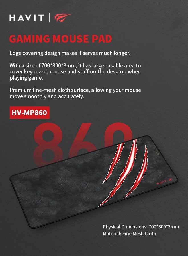 هافيت - Portable Gaming Mouse Pad, Mousepad, Suitable for Long-Term Typing and Gaming - Image 1