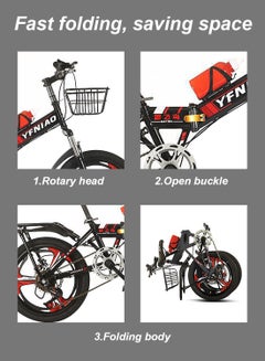 كيدل 18/20/22 Inch Foldable Bike, 7 Speed Mountain Bicycle for Children, with Steel Frame Dual Brake, Basket and Passagener Rear Seat, for 6-14 Years Boys and Girls 22inch  - Image 4