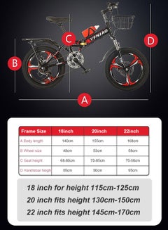 كيدل 18/20/22 Inch Foldable Bike, 7 Speed Mountain Bicycle for Children, with Steel Frame Dual Brake, Basket and Passagener Rear Seat, for 6-14 Years Boys and Girls 20inch  - Image 4