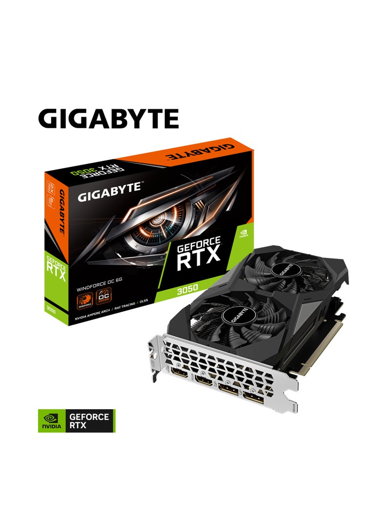 GIGABYTE - GeForce RTX™ 3050 WINDFORCE OC 6G 2nd Generation RT Cores 3rd Generation Tensor CoresPowered by GeForce RTX™ 3050 Integrated with 6GB GDDR6 96-bit memory interface - Image 1