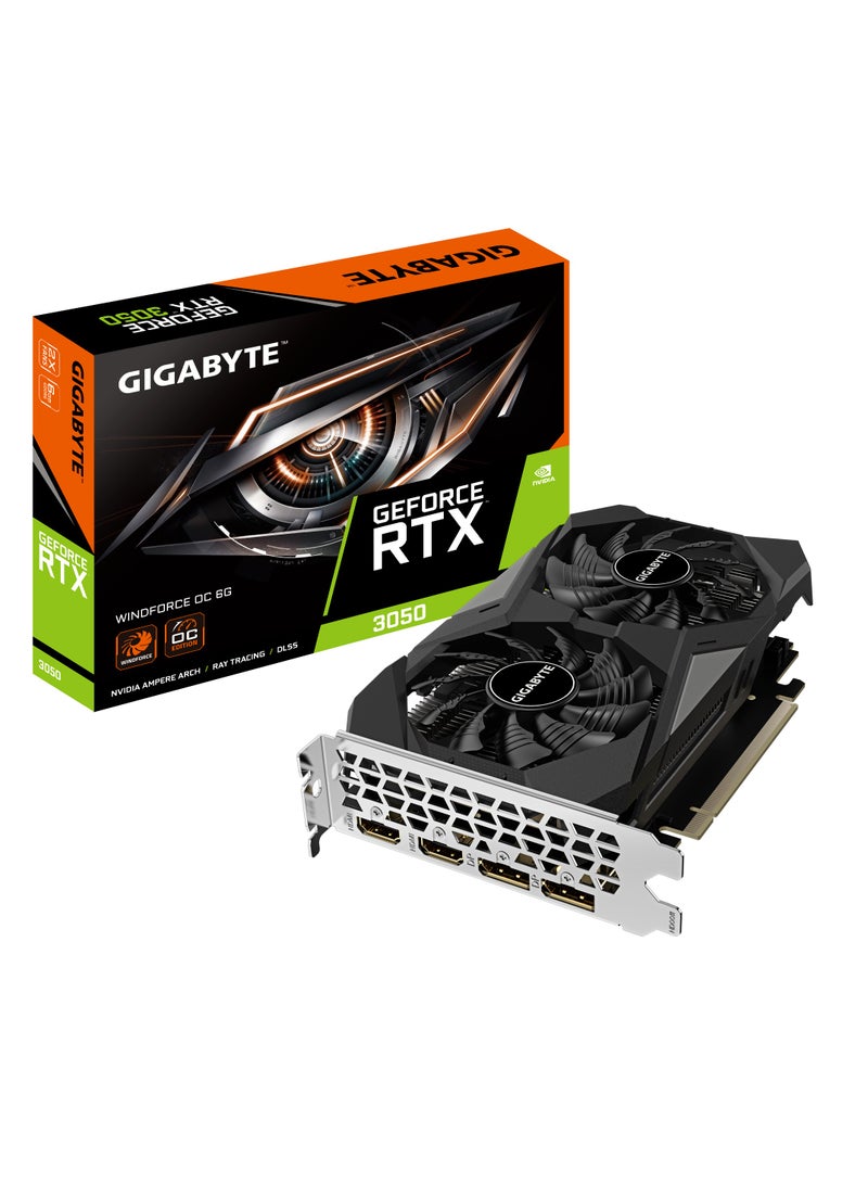 GIGABYTE - GeForce RTX™ 3050 WINDFORCE OC 6G 2nd Generation RT Cores 3rd Generation Tensor CoresPowered by GeForce RTX™ 3050 Integrated with 6GB GDDR6 96-bit memory interface - Image 1