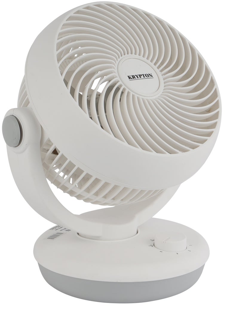 KRYPTON - 8" Air Circulation Fan With 90 Degree Variable Tilt and Horizontal Oscillation/ 3 Blades for Strong Wind and 3-Speed Levels/ Ideal for Home, 2 Years Warranty KNF6450 White - Image 1