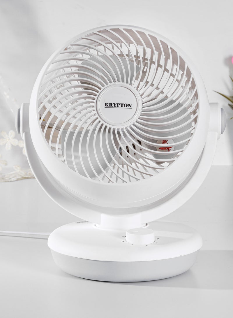 KRYPTON - 8" Air Circulation Fan With 90 Degree Variable Tilt and Horizontal Oscillation/ 3 Blades for Strong Wind and 3-Speed Levels/ Ideal for Home, 2 Years Warranty KNF6450 White - Image 1