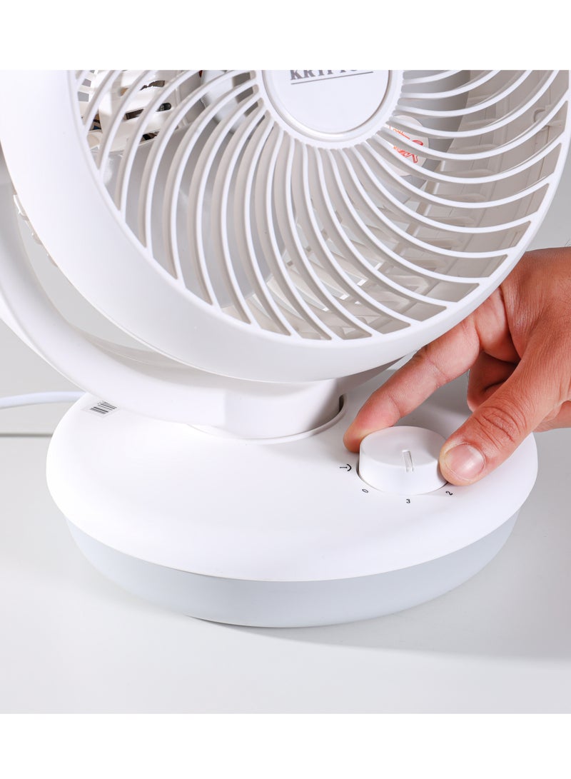 KRYPTON - 8" Air Circulation Fan With 90 Degree Variable Tilt and Horizontal Oscillation/ 3 Blades for Strong Wind and 3-Speed Levels/ Ideal for Home, 2 Years Warranty KNF6450 White - Image 1