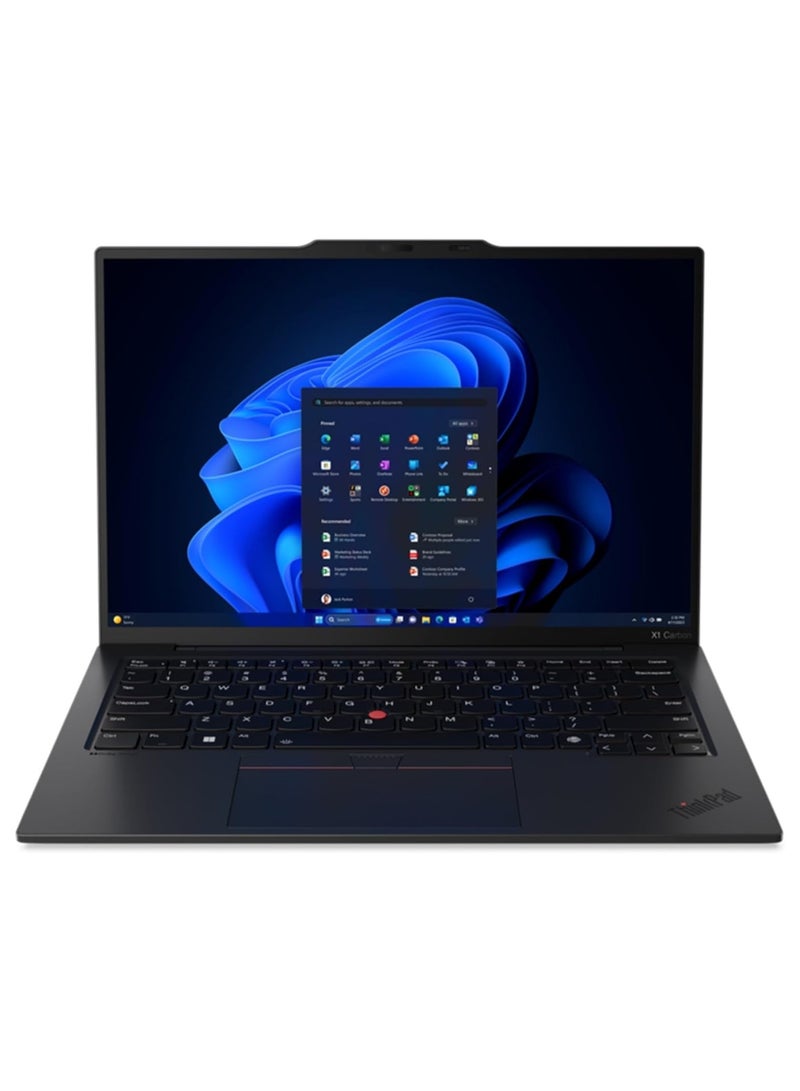 Lenovo Gen 12 ThinkPad X1 Carbon Laptop with Intel Ultra 7 165U vPro Processor, 14" WUXGA 100% sRGB Touchscreen, 32GB 6400MHz RAM, 1TB Gen4 Performance SSD, FHD+ IR+ RGB Camera, and Windows 11 Pro English Black  - Image 1