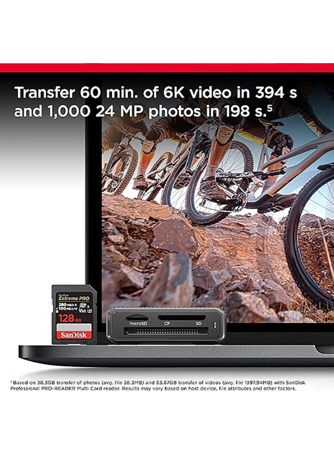 سانديسك 128GB Extreme PRO SDXC UHS-II Memory Card - C10, U3, V60, 6K, 4K UHD, SD Card - SDSDXEP-128G-GN4IN 128 GB  - Image 3