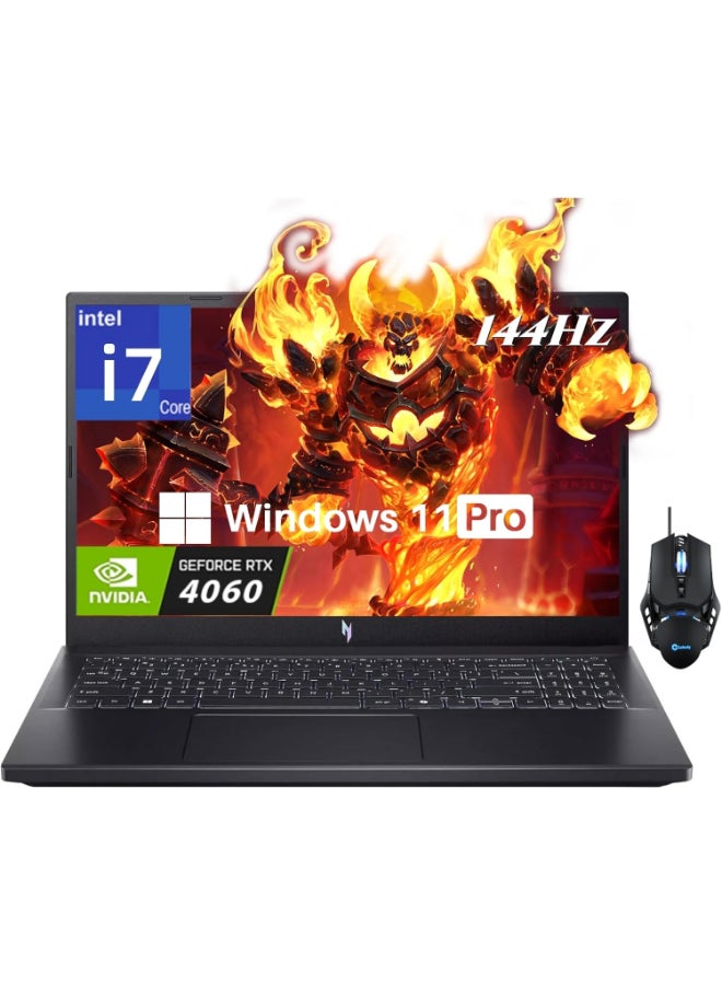 Acer - Nitro V 15 Gaming Laptop With 15.6-Inch Display, Core i7-13620H Processor/64GB RAM/2TB SSD/8GB NVIDIA GeForce RTX 4060 Graphics/Windows 11 Pro With Gaming Mouse English Obsidian Black - Image 1