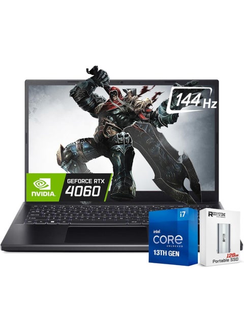 Nitro V 15 Gaming Laptop With 15.6-Inch Display, Core i7-13620H Processor/32GB RAM/1TB SSD/8GB NVIDIA GeForce RTX 4060 Graphics/Windows 11 Pro With 128GB Portable SSD English/Arabic Black