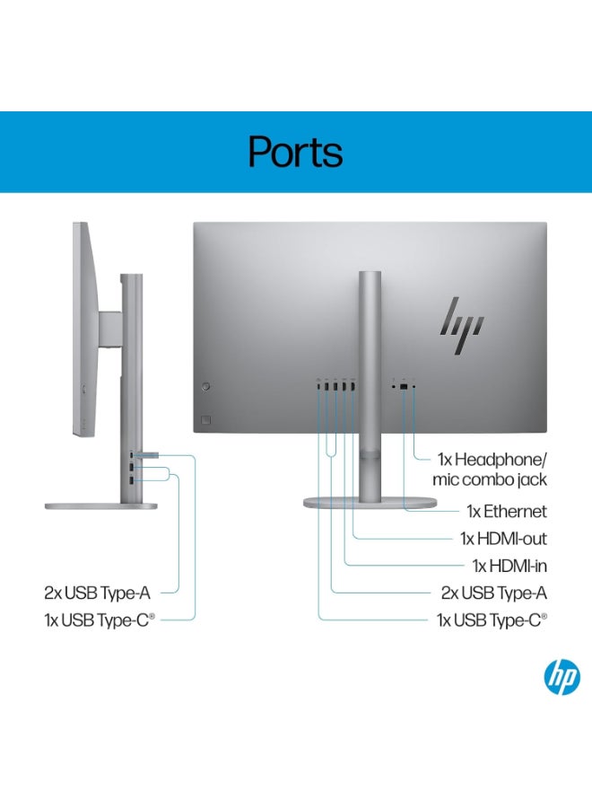 HP OmniStudio X  AIO With 27-Inch Display, Core Ultra 7 155H Processor/16GB RAM/1TB SSD/8GB Intel Iris Xe Graphics/Windows 11 English/Arabic Silver - Image 5