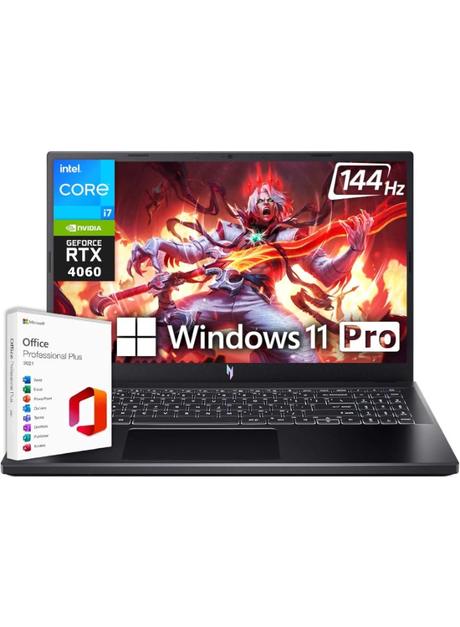 Acer - Nitro V 15 Gaming Laptop With 15.6-Inch Display, Core i7-13620H Processor/64GB RAM/2TB SSD/8GB NVIDIA GeForce RTX 4060 Graphics/Windows 11 Pro + Microsoft Office Lifetime License English Black - Image 1