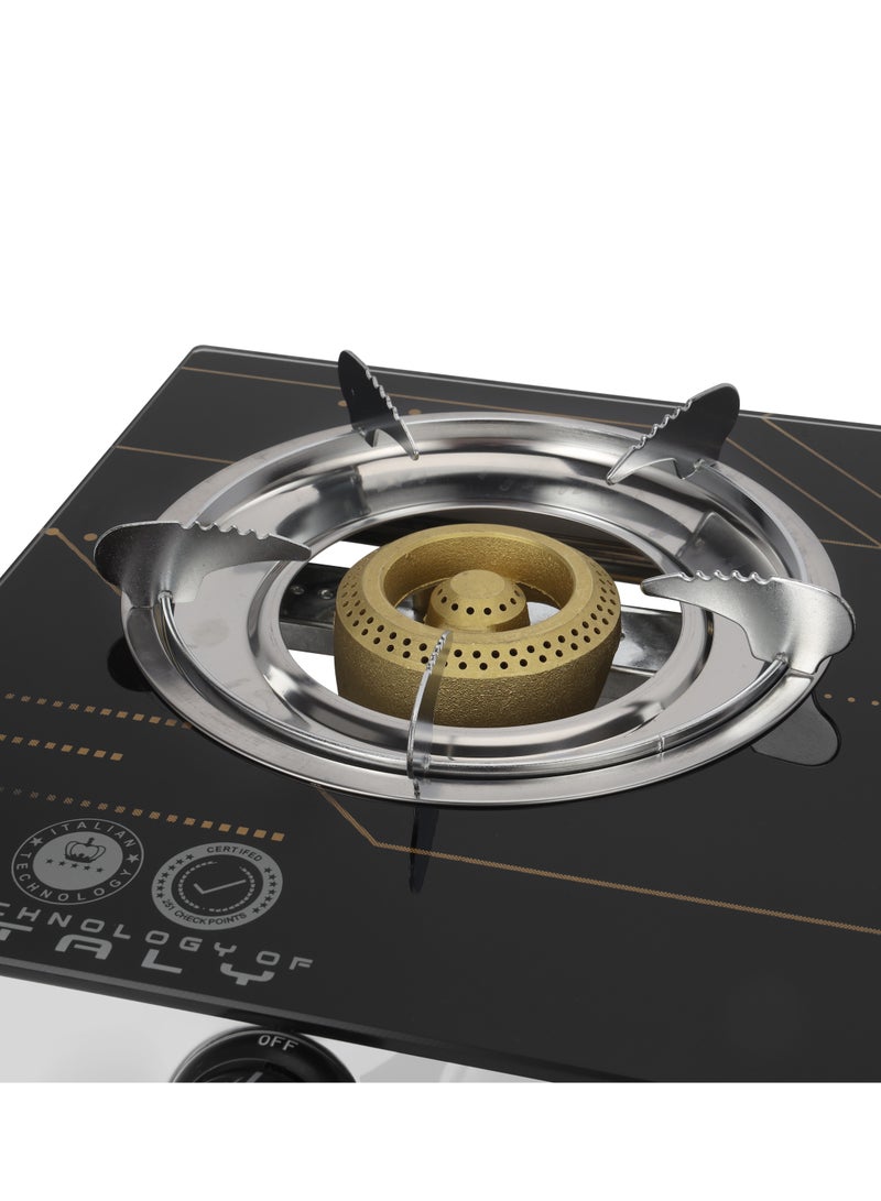كريبتون Double-burner Gas Burner with Tempered Glass |Auto-Ignition | Stainless Steel Frame and Tray & Comfortable Knobs | Low Gas Consumption | Perfect for All Types of Kitchen| KNGC6571 Black  - Image 3