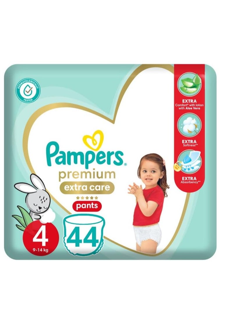 Pampers Premium Extra Care Pants, Size 4, 9-14kg, With Lotion With Aloe Vera, 44 Diapers 