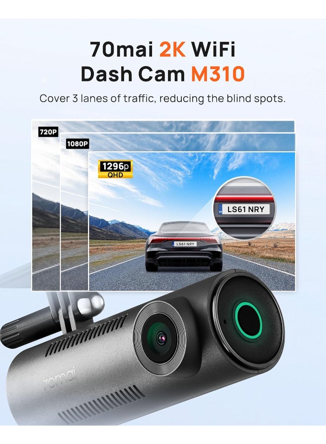 70mai M310 DashCam, 2K Resolution, Type-C Interface, Voice Control, MaiColor Vivid+ Solution, Night Owl Vision, WiFi & App, Optional Parking Mode, Upto 256GB Supported - Image 2