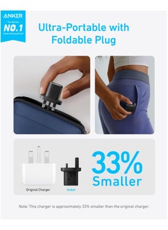 Anker 25W USB C Plug, Compact and Foldable, Supports PPS Fast Charging for Samsung Galaxy S24/Z Fold/Z Flip/Tab, iPhone (5 ft USB C Cable Included) - Black  - Image 3